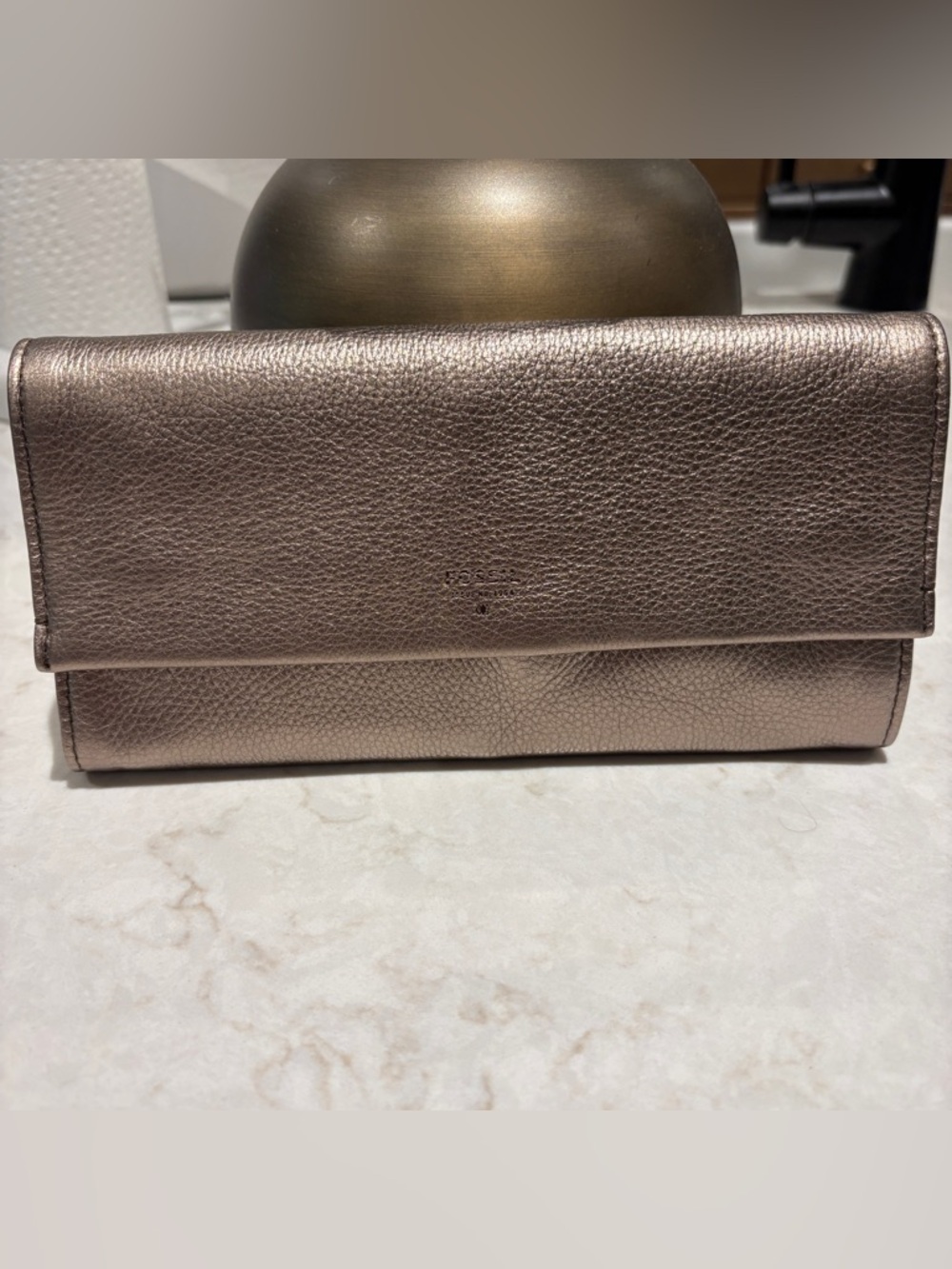 Fossil Jewelry Travel Organizer Wallet Bronze Leather case